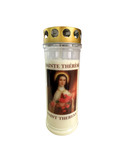 Bougie Funéraire 160 Heures Sainte Thérèse avec Prière
