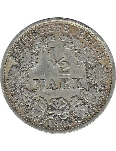 ALLEMAGNE 1/2 MARK 1906 A TTB