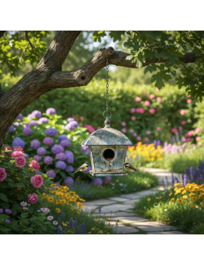 Nichoir oiseaux à suspendre 19x19x58cm