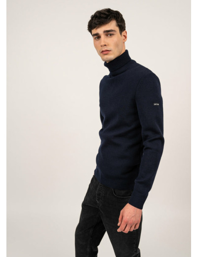 Pull col roulé Bretagne uni, en laine