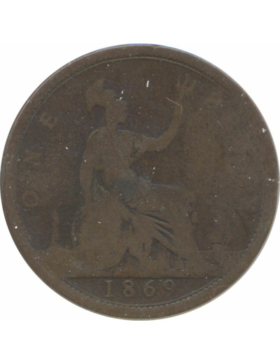 GRANDE BRETAGNE 1 PENNY VICTORIA 1869 B+