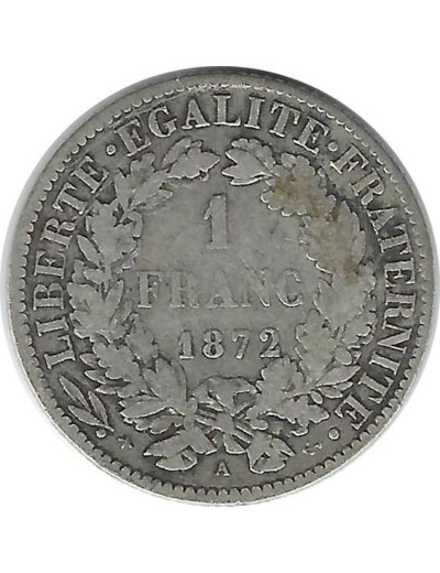 FRANCE 1 FRANC CERES 1872 A PETIT A (Paris) TB