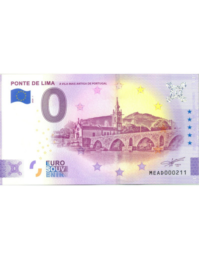 PORTUGAL 2020-1 PONTE DE LIMA BILLET SOUVENIR 0 EURO TOURISTIQUE  NEUF