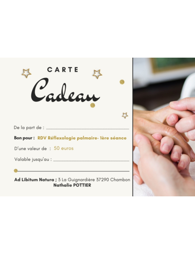 Bon cadeau pour une séance de Réflexologie Palmaire