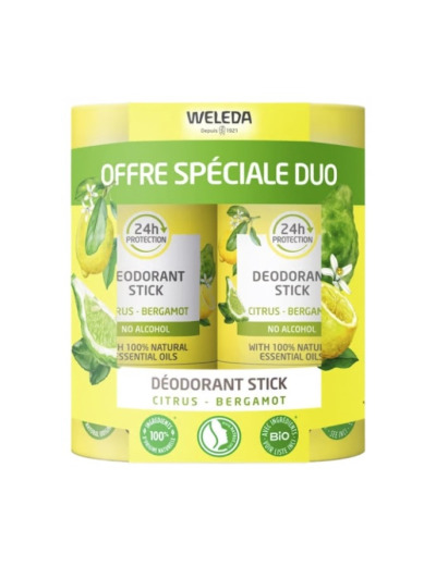 Lot de 2 déodorants stick citrus bergamot 50g