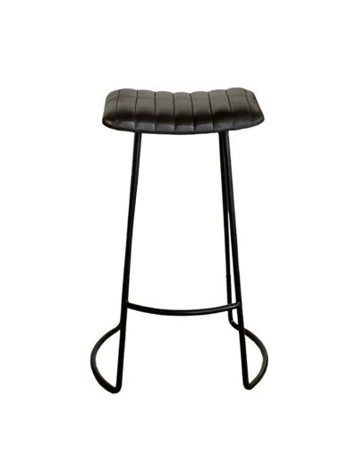 Tabouret en cuir avec pieds en fer 50x43x76cm