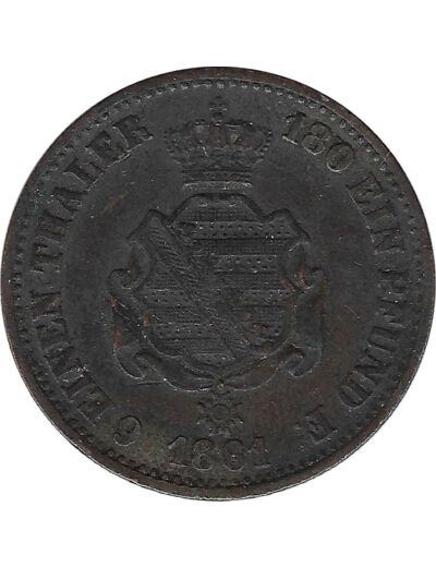 ALLEMAGNE SAXONY 1/6 THALER 1861 B TTB