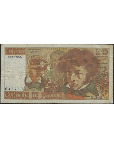 FRANCE 10 FRANCS BERLIOZ 2-3-1978 B.302 TB+