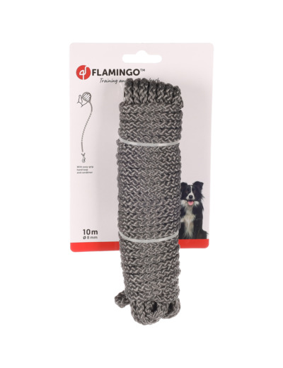 Longe gris de 10m pour chiens - FLAMINGO