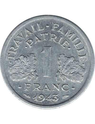 FRANCE 1 FRANC BAZOR 1943 poids faible TTB