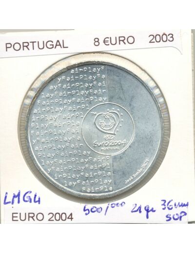 PORTUGAL 2003  8 EURO EURO 2004  SUP