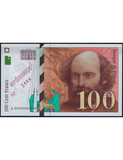 FRANCE 100 FRANCS CEZANNE 1997 ALPHABET A SPECIMEN NEUF