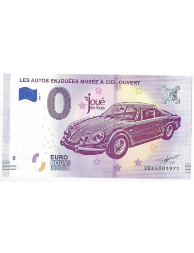 37 JOUE LES TOURS 2018-1 ANNEE ALPINE A110 BERLINETTE BILLET SOUVENIR 0 EURO