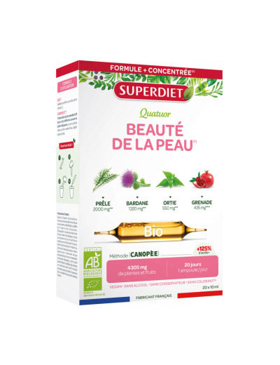Quatuor Beauté de la peau bio 20 ampoules de 10ml