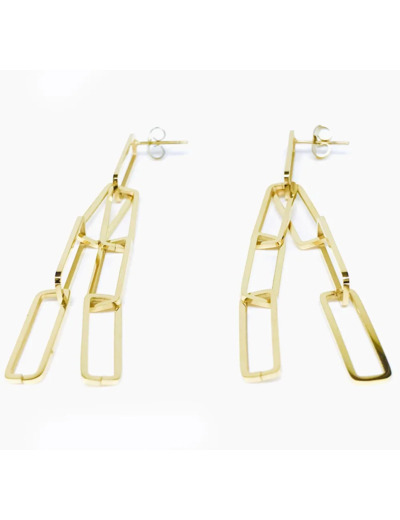 Boucles d'Oreilles Pendantes Mailles Rectangle