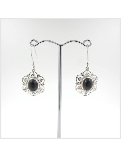 Boucles Onyx en argent massif