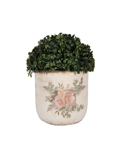 Pot de Fleurs céramique Beige Roses 18x17cm