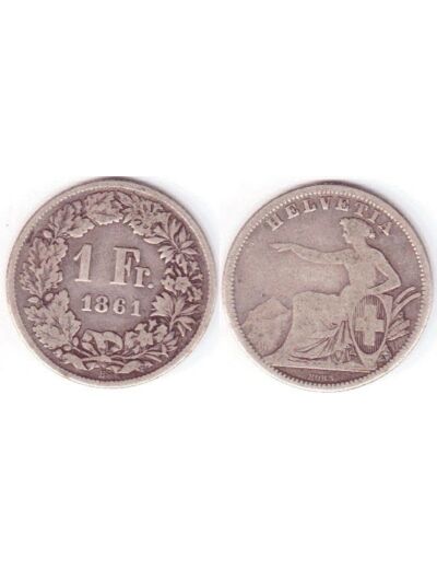 SUISSE 1 FRANC 1861 B TB