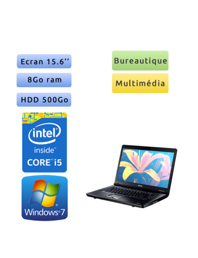 Toshiba Tecra A11 - Windows 7 - i3 8Go 500 Go - Webcam  - 15.6 - Ordinateur Portable