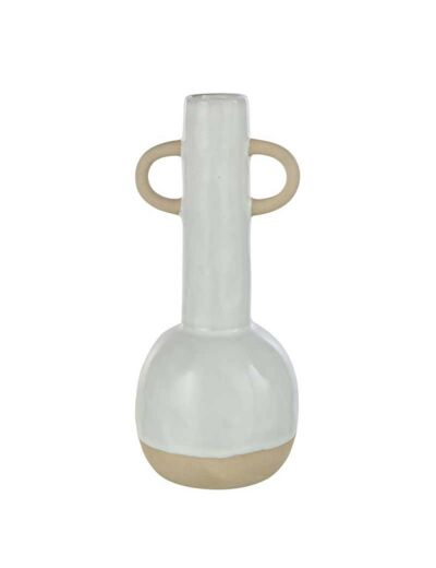 Vase fin anses porcelaine blanc 11x11x26