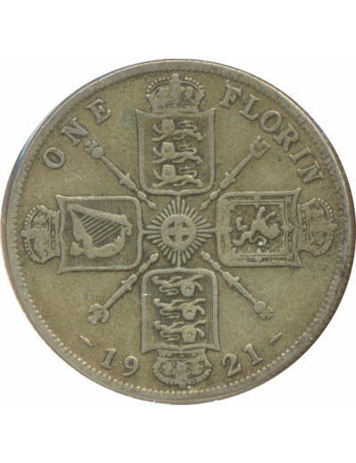 GRANDE BRETAGNE 1 FLORIN (2 SHILLING) GEORGES V 1921 TB+ N1
