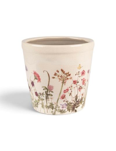 Pot de fleurs rose beige céramique 14x14x13cm