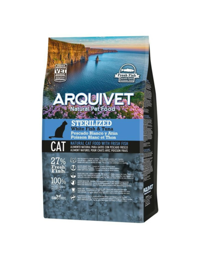 Croquettes Arquivet pour chat Stérilisé, Poisson Blanc & Thon - 1.5KG