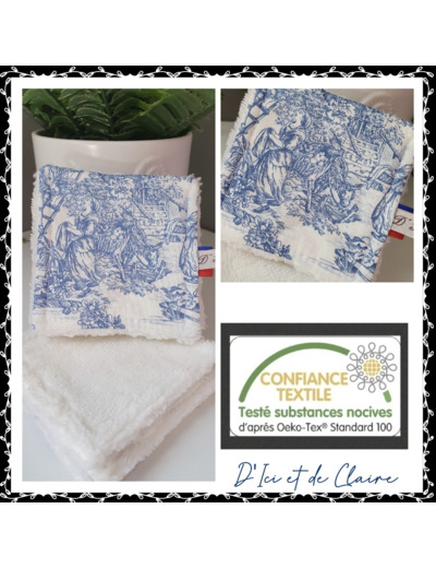 10 Lingettes de Toilette motif Toile de Jouy