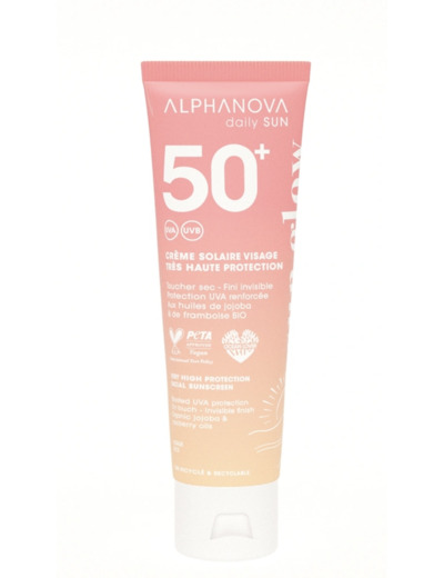 Crème solaire visage très haute protection SPF 50+ -Alphanova - 50ml
