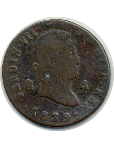 ESPAGNE 4 MARAVEDIS 1829 (2 sur 1) FERDINAND VII TB (W489.2)