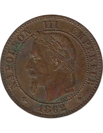 FRANCE 2 CENTIMES NAPOLEON III 1862 A (Paris) TTB+