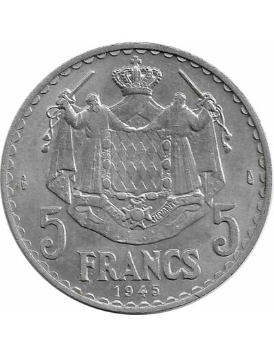 MONACO 5 FRANCS 1945 ALUMINIUM TTB