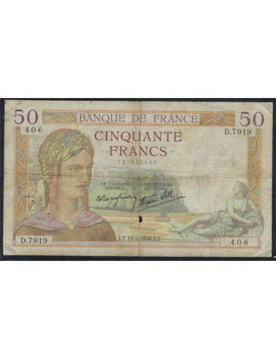 FRANCE 50 FRANCS CERES 17-3-1938 D.7919 TB