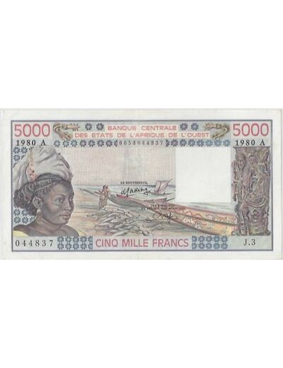 B.C.E.A.O (COTE D'IVOIRE ) 5000 FRANCS 1980 SUP -