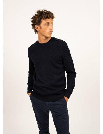 Pull marin uni Dinan 100% laine Saint James