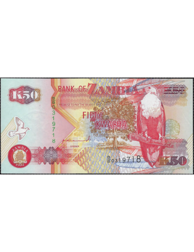 ZAMBIE 50 KWACHA 1992 SERIE BB NEUF W37a