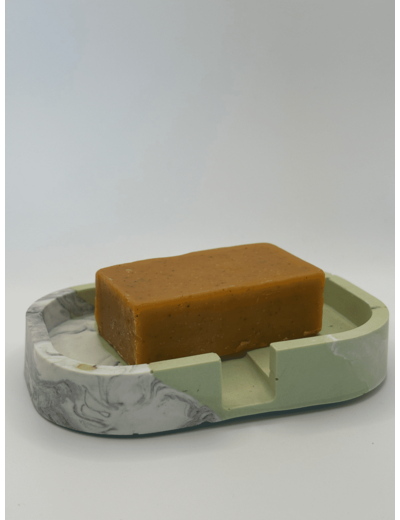 Porte savon en Jesmonite rectangulaire Vert et effet marbre