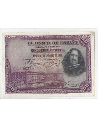 ESPAGNE 50 PESETAS 15 08 1928 TTB