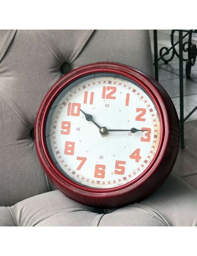 Horloge ronde rouge Cuisine 24x7cm