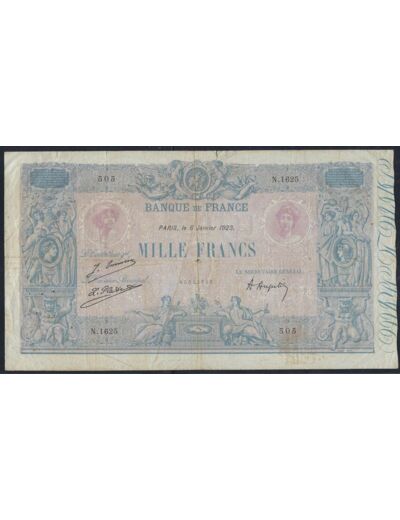 FRANCE 1000 FRANCS BLEU ET ROSE 6 JANVIER 1923 N.1625 TB+