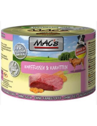 MAC'S humide pour chien, à la viande de tête & carottes - 200g