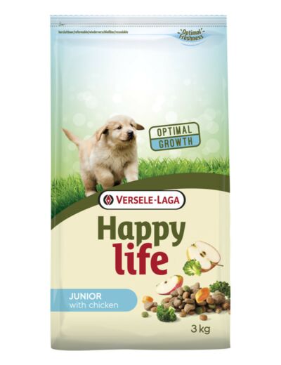 Croquettes HAPPY LIFE au poulet, lait et légumes pour chiots - 3KG