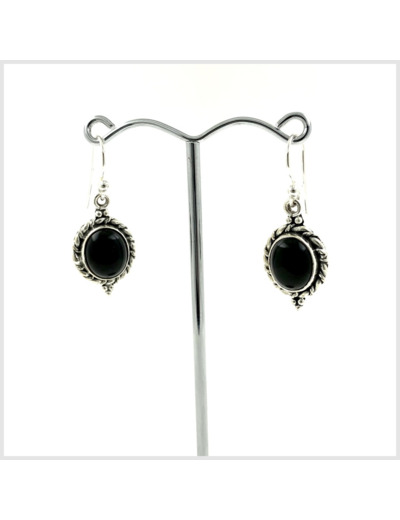 Boucles d'oreilles Onyx et Argent Massif