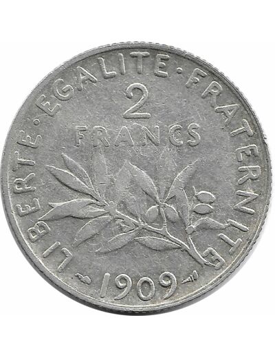 FRANCE 2 FRANCS SEMEUSE 1909 TTB