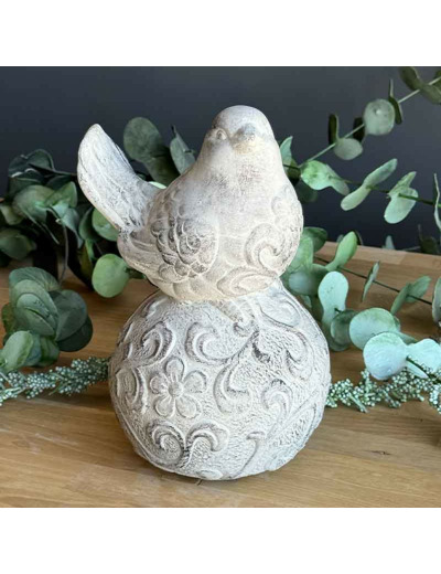 Statuette ciment Le chant de l'oiseau 14x14x26cm