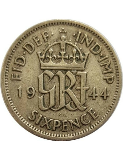 GRANDE BRETAGNE 6 PENCE 1944 GEORGES VI TTB
