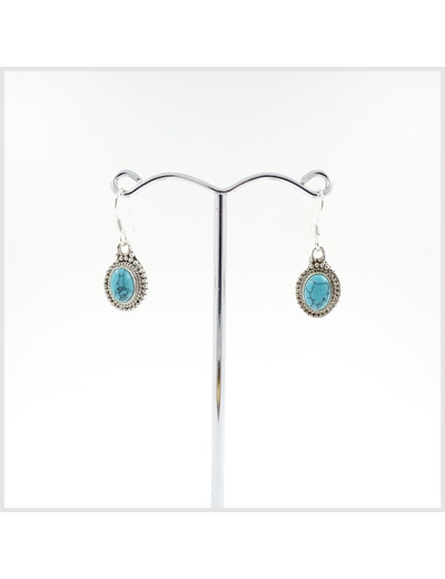 Boucles Turquoises en argent massif