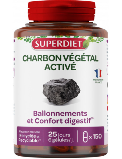 Charbon végétale activé-150 gélules-Superdiet