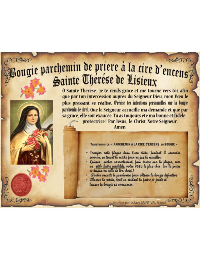 Bougie parchemin de cire à l'encens Sainte Thérèse