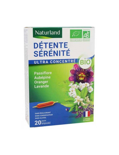 Détente Sérénité Passiflore Aubépine Oranger Lavande Bio 20 ampoules